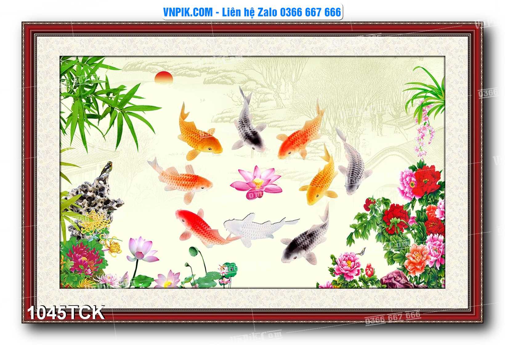 Tranh Hoa Sen – Cá Koi – Cá Chép 1042TCK