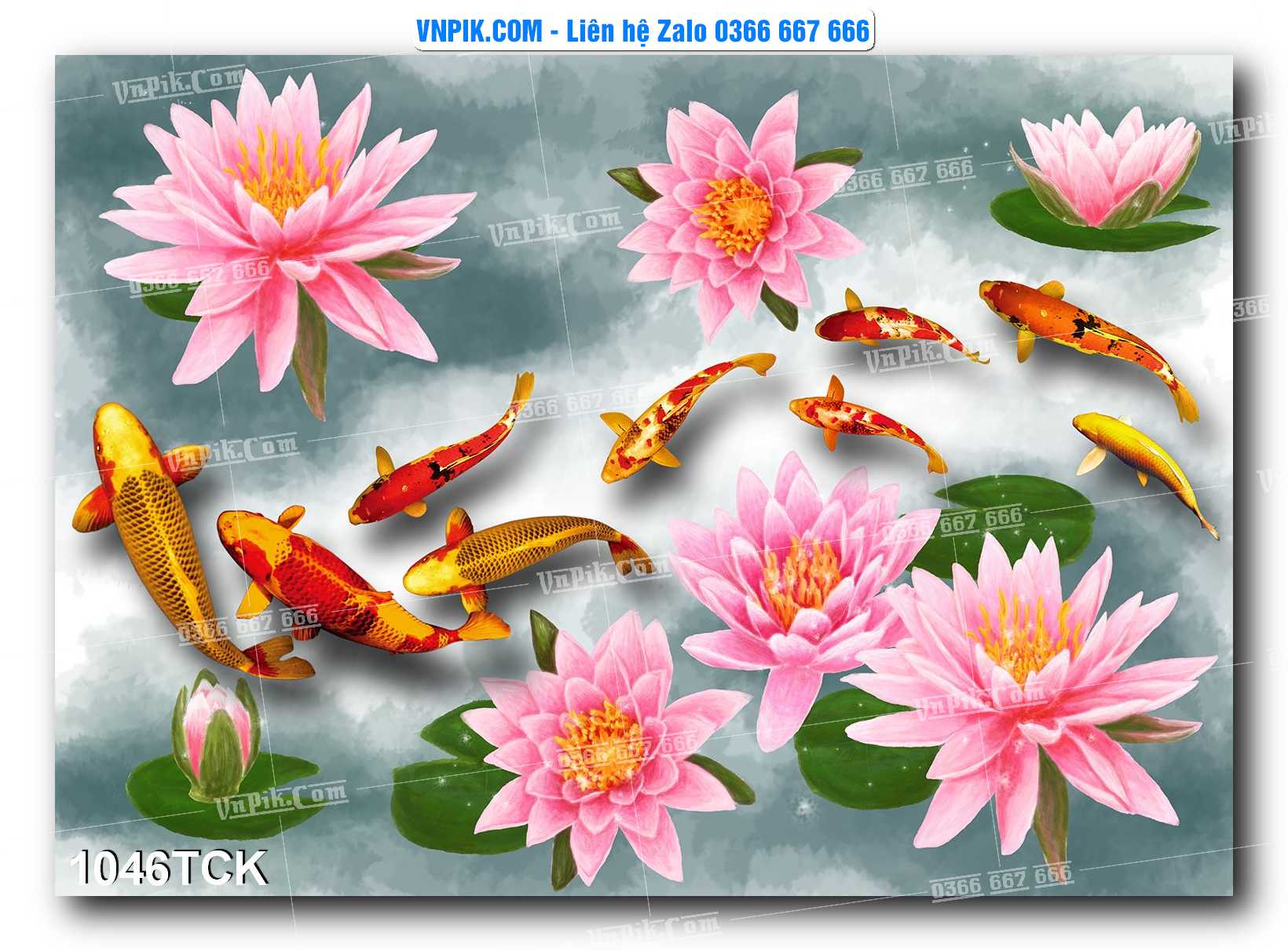 Tranh Hoa Sen – Cá Koi – Cá Chép 1043TCK