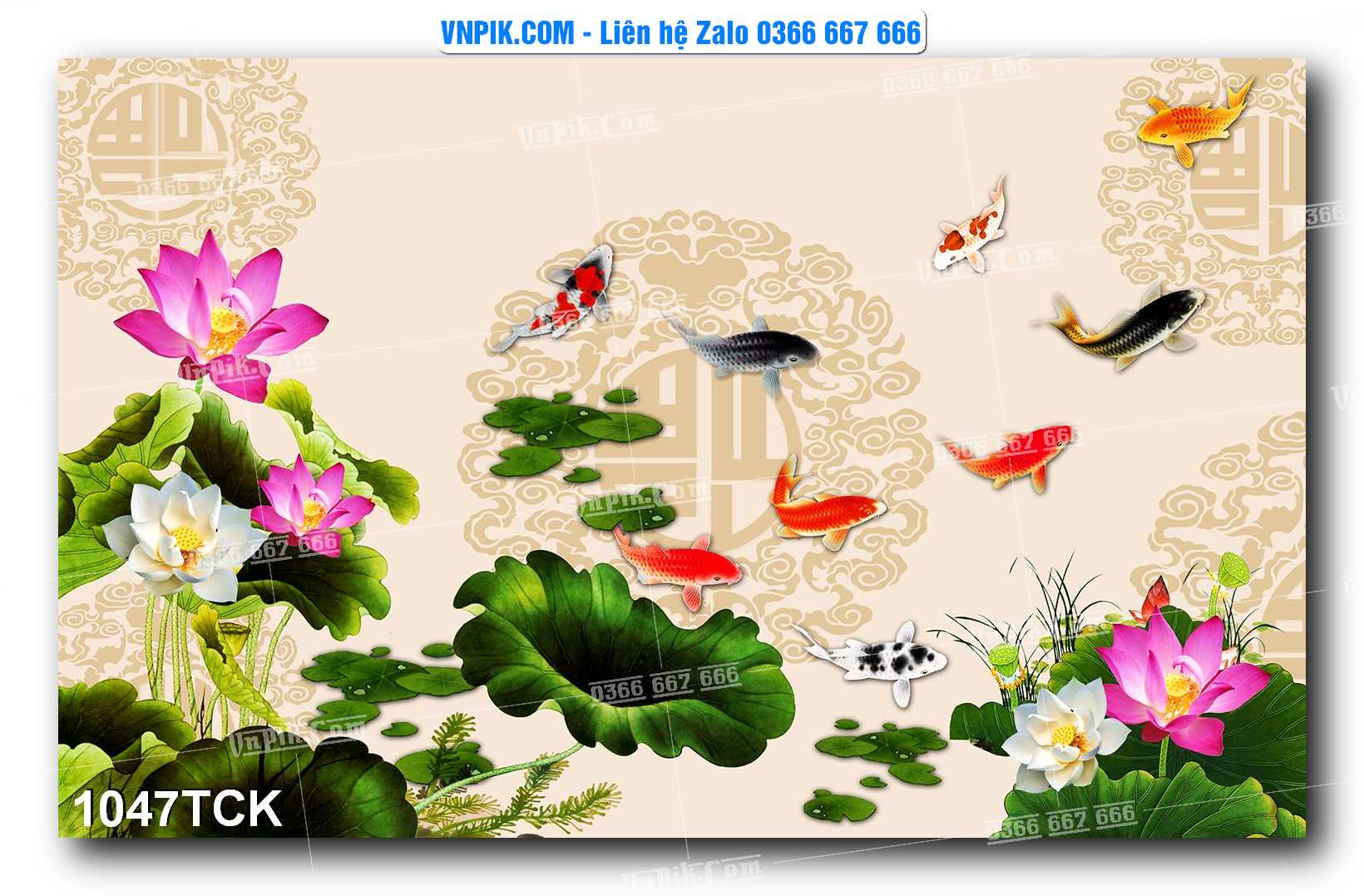 Tranh Hoa Sen – Cá Koi – Cá Chép 1047TCK