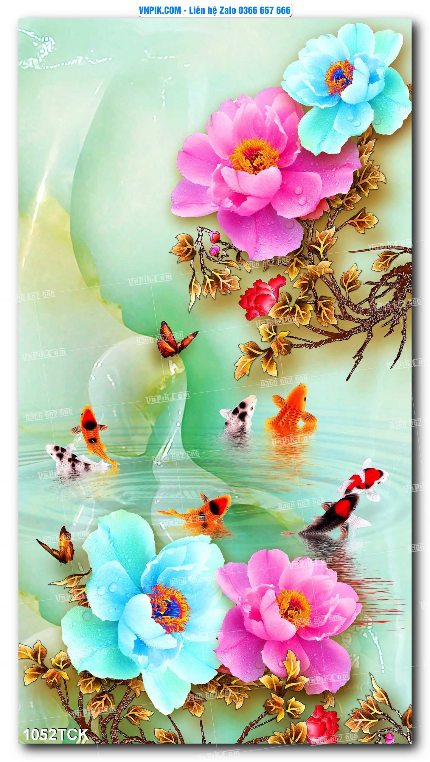 Tranh Hoa Sen – Cá Koi – Cá Chép 1052TCK