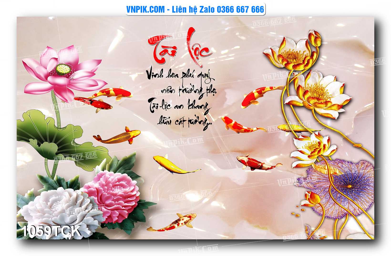 Tranh Hoa Sen – Cá Koi – Cá Chép 1059TCK