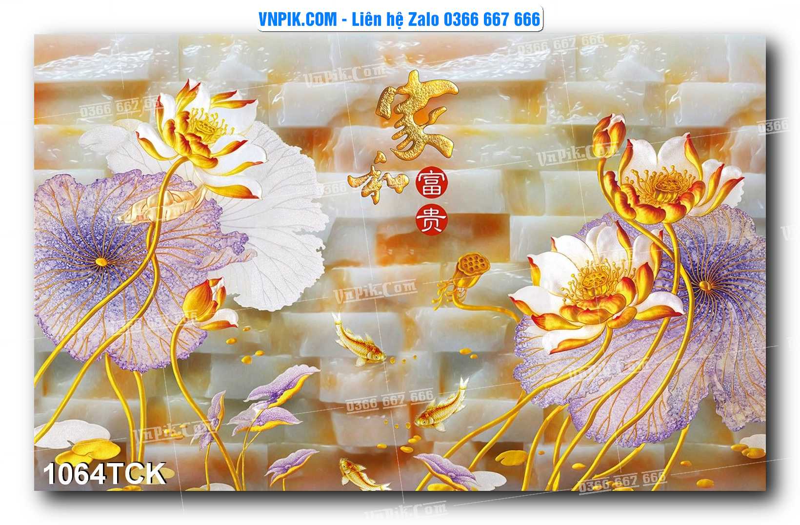 Tranh Hoa Sen – Cá Koi – Cá Chép 1061TCK