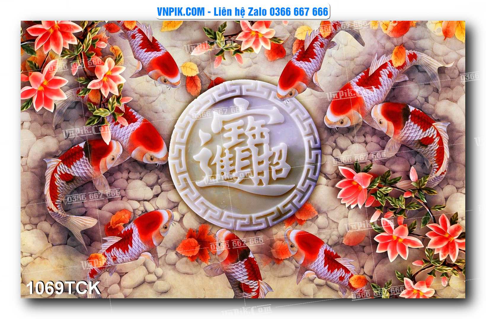 Tranh Hoa Sen – Cá Koi – Cá Chép 1069TCK