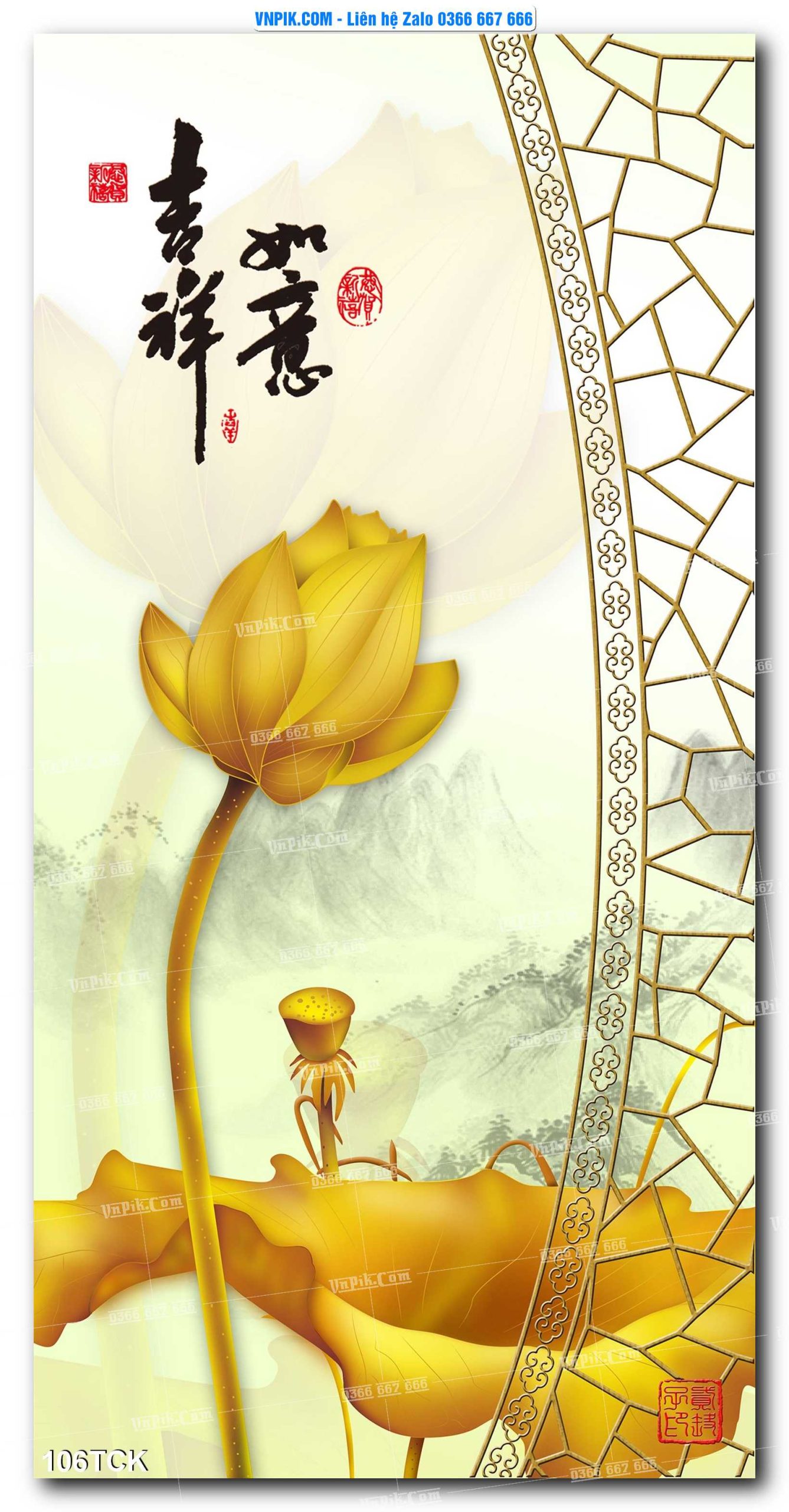 Tranh Hoa Sen – Cá Koi – Cá Chép  106TCK