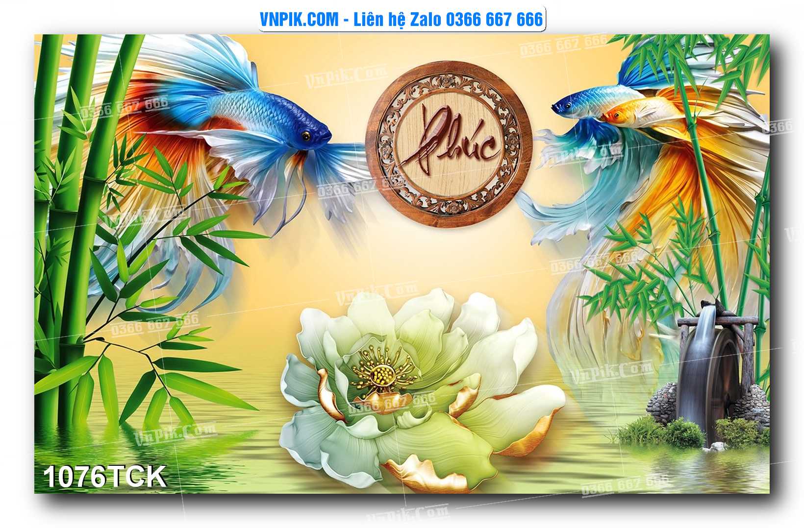 Tranh Hoa Sen – Cá Koi – Cá Chép 1076TCK