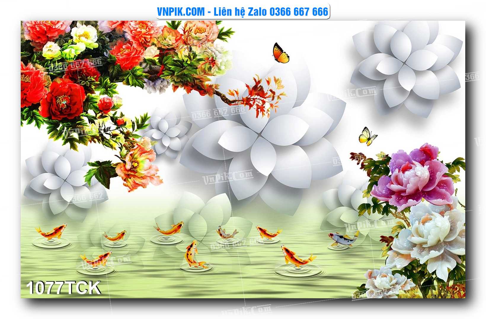 Tranh Hoa Sen – Cá Koi – Cá Chép 1077TCK