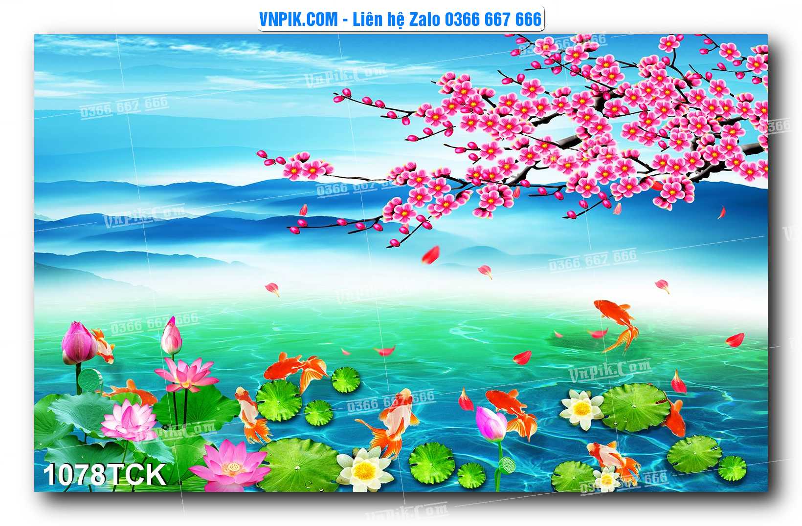 Tranh Hoa Sen – Cá Koi – Cá Chép 1078TCK