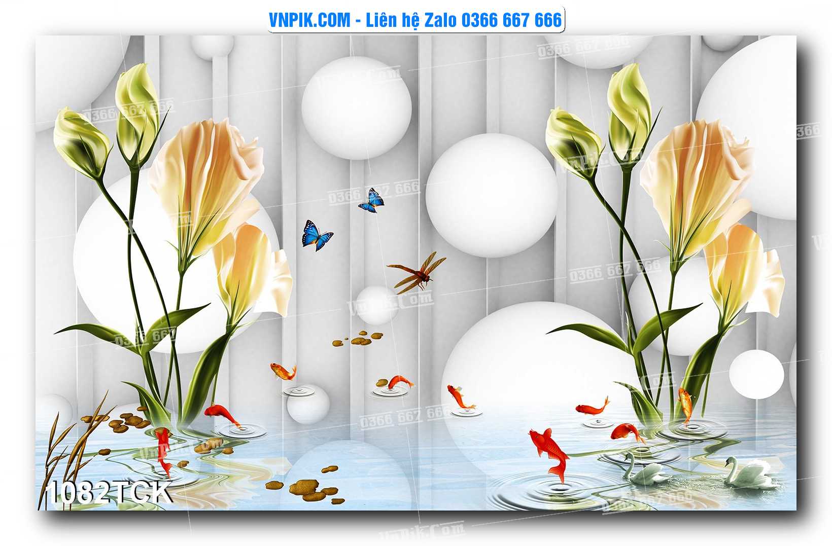 Tranh Hoa Sen – Cá Koi – Cá Chép 1082TCK