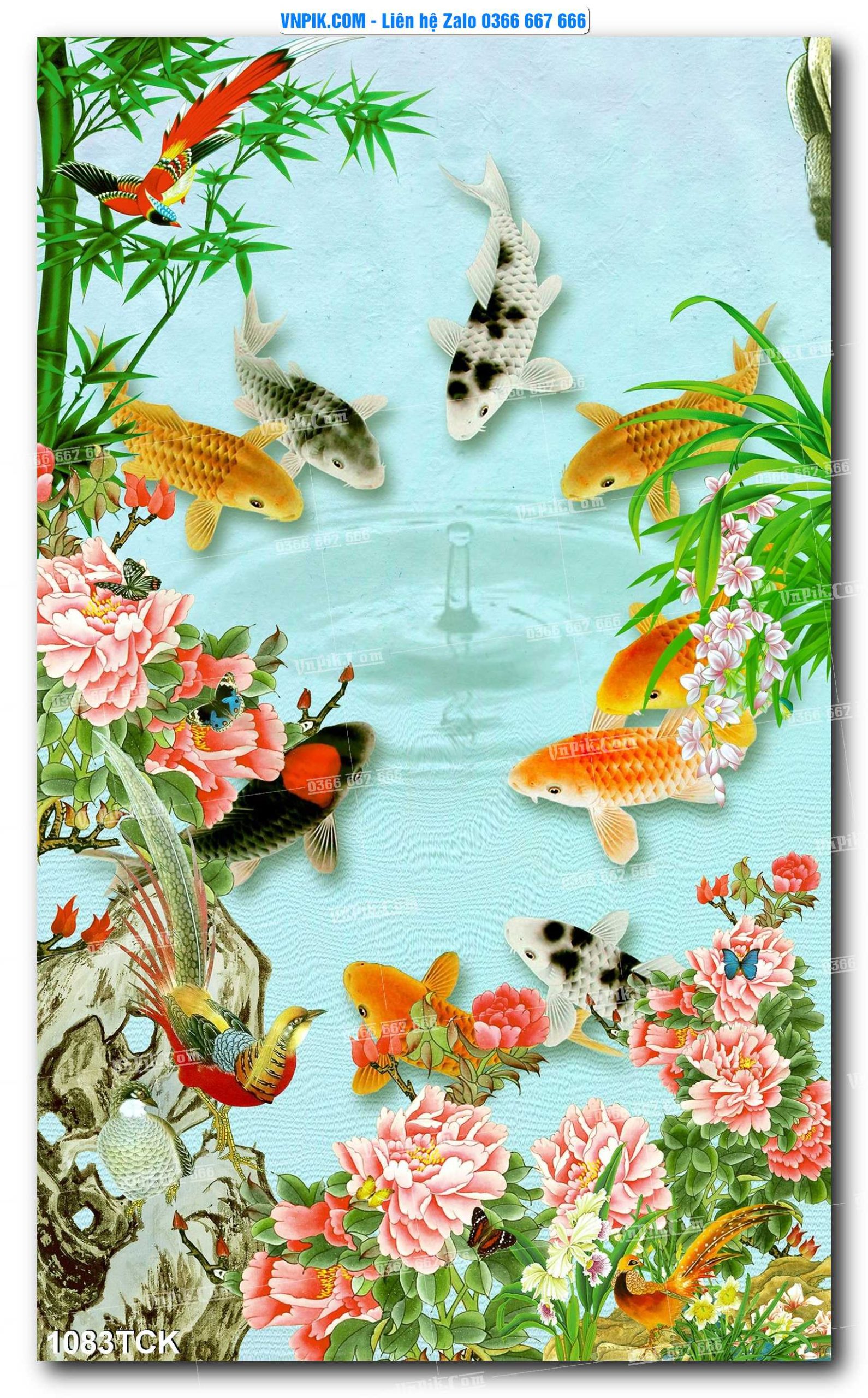 Tranh Hoa Sen – Cá Koi – Cá Chép 1080TCK