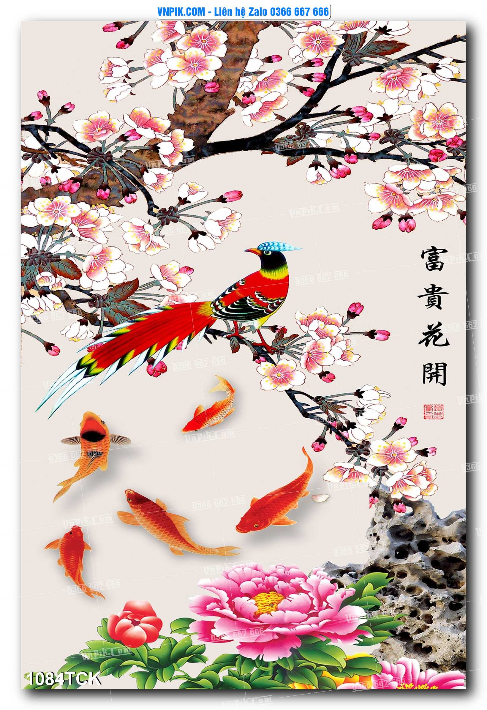 Tranh Hoa Sen – Cá Koi – Cá Chép 1084TCK