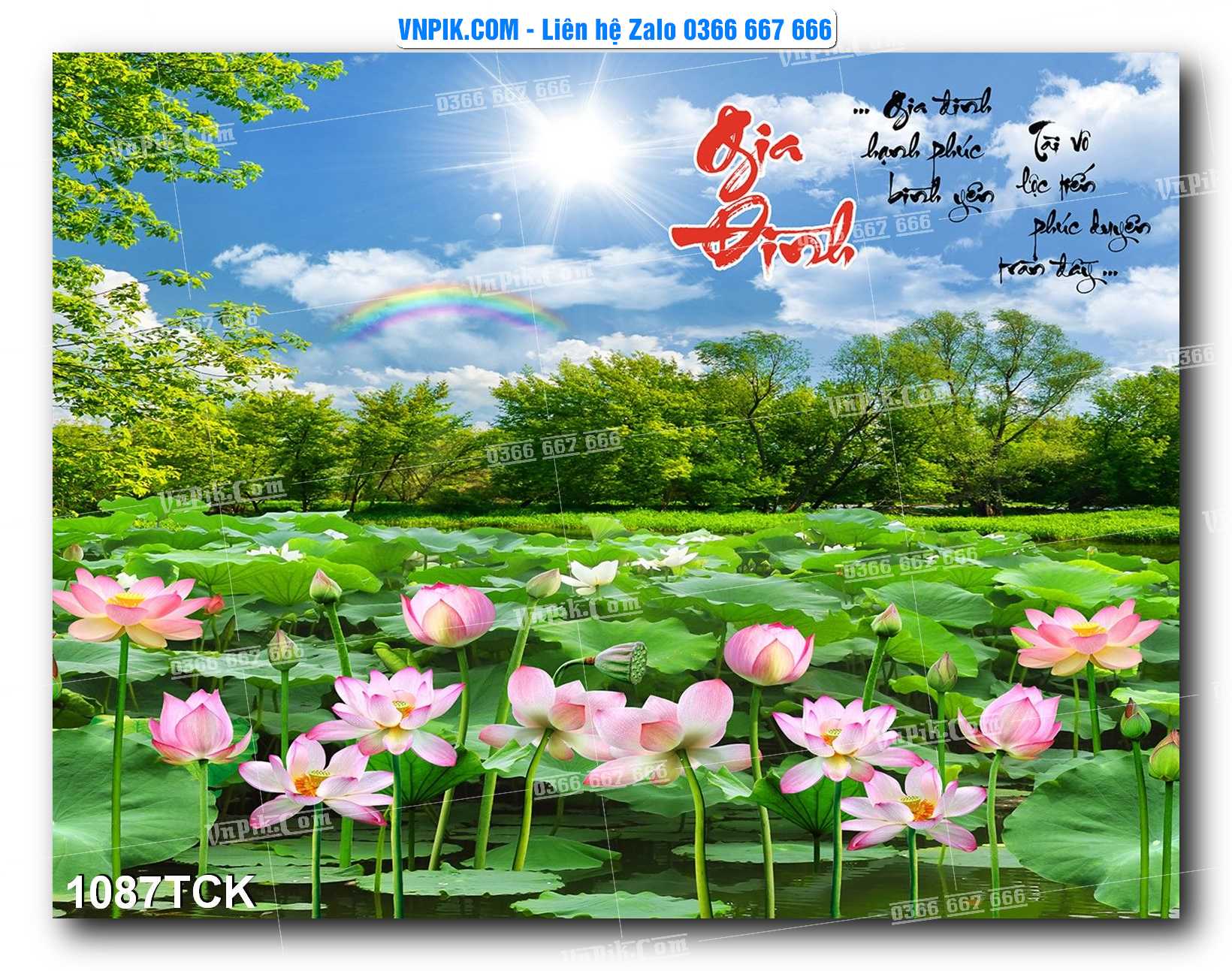 Tranh Hoa Sen – Cá Koi – Cá Chép 1084TCK