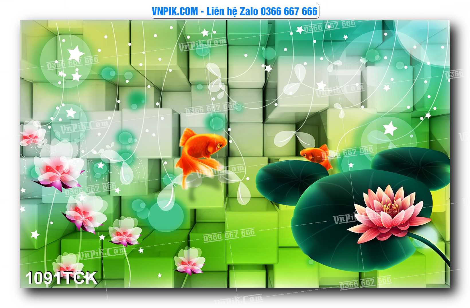 Tranh Hoa Sen – Cá Koi – Cá Chép 1091TCK