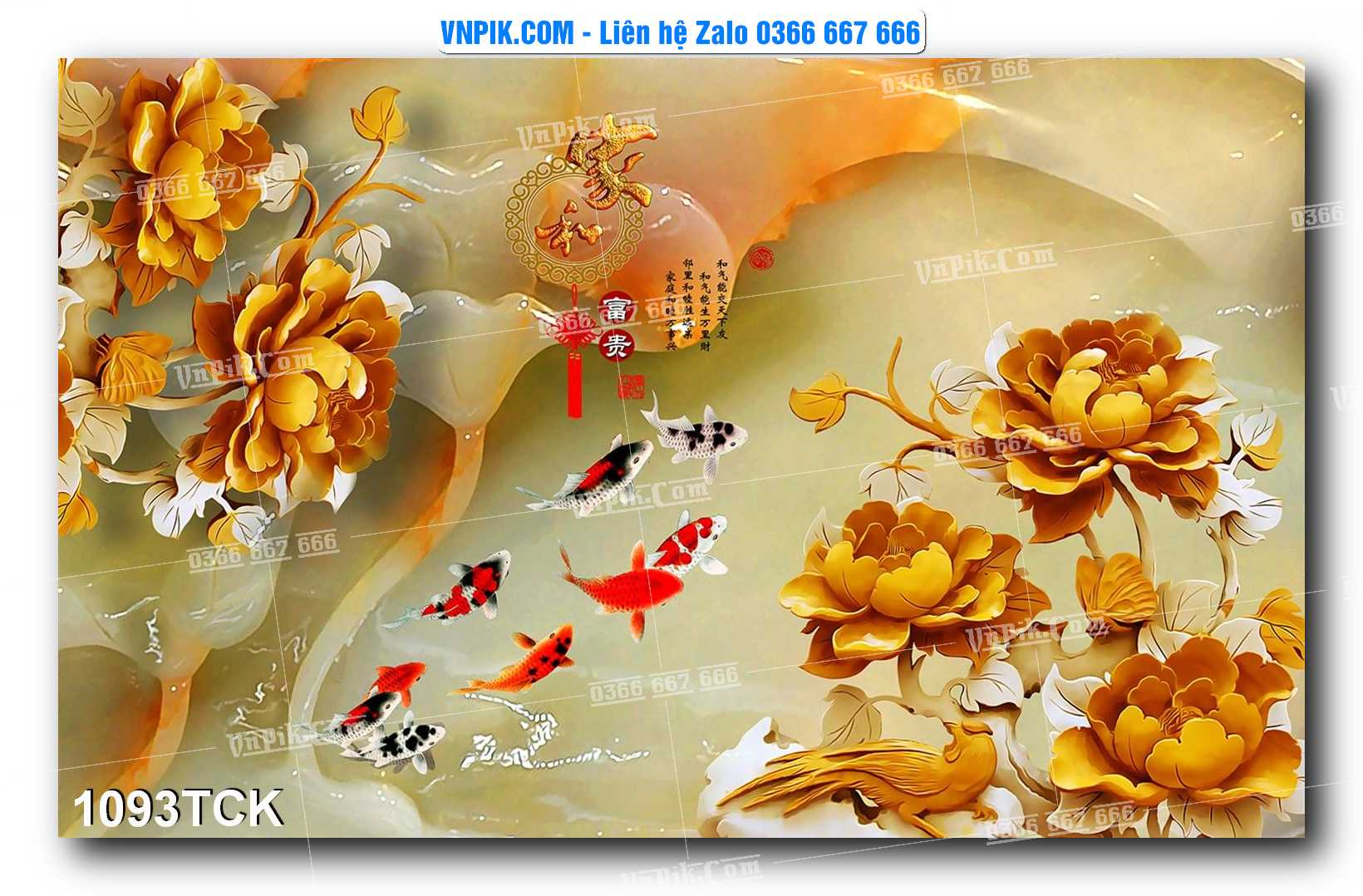 Tranh Hoa Sen – Cá Koi – Cá Chép 1093TCK
