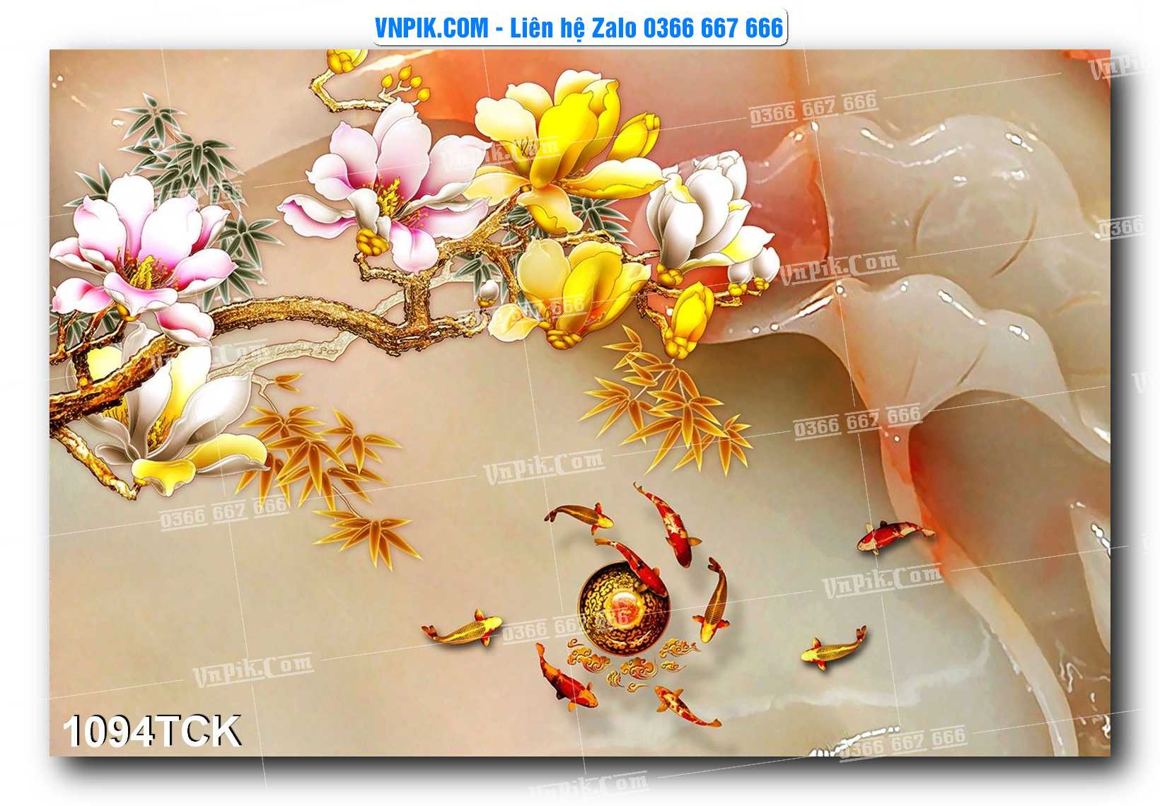 Tranh Hoa Sen – Cá Koi – Cá Chép 1094TCK