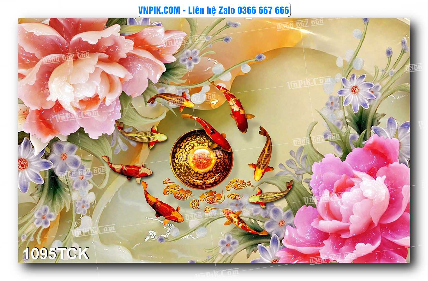 Tranh Hoa Sen – Cá Koi – Cá Chép 1095TCK