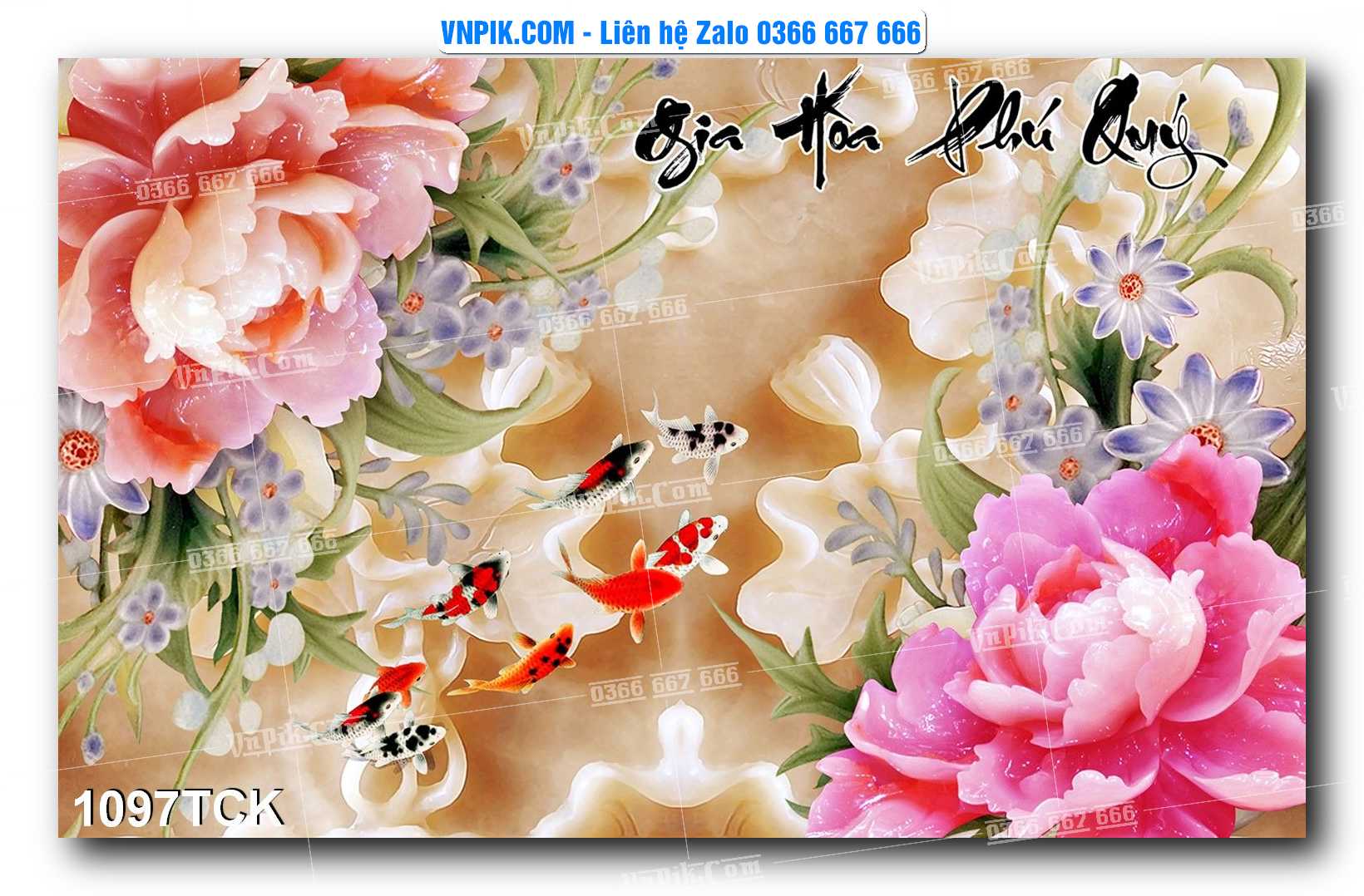 Tranh Hoa Sen – Cá Koi – Cá Chép 1097TCK