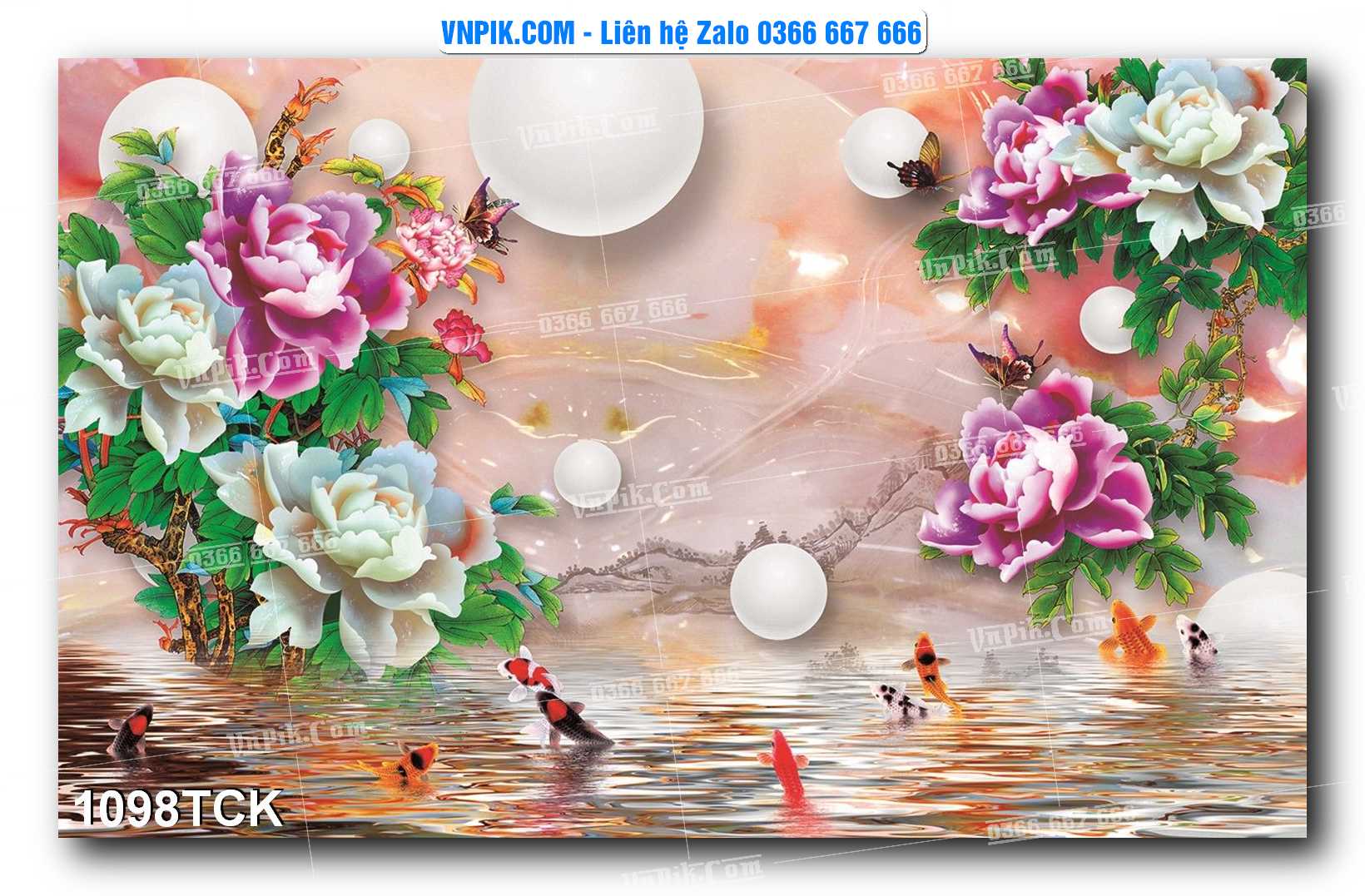 Tranh Hoa Sen – Cá Koi – Cá Chép 1098TCK