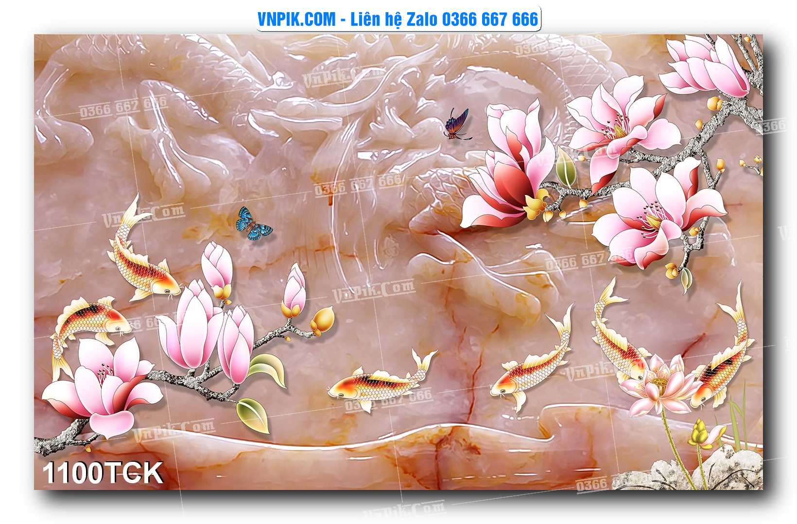 Tranh Hoa Sen – Cá Koi – Cá Chép 1100TCK