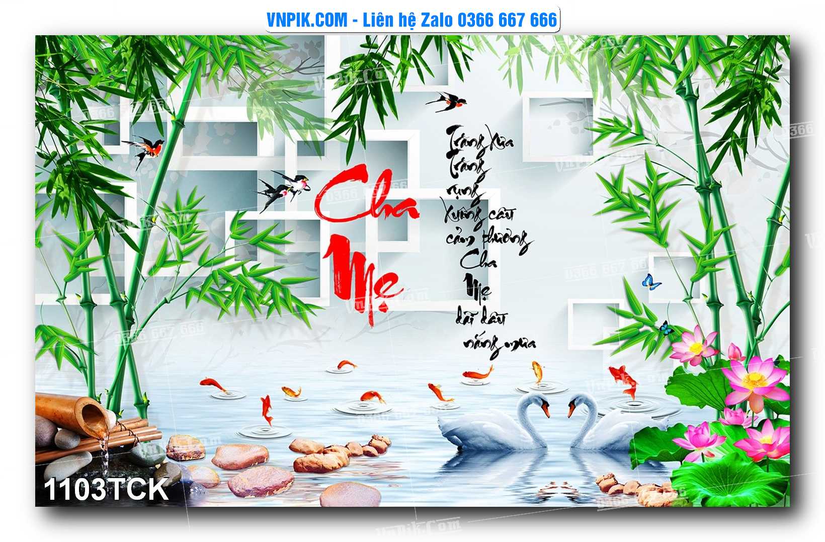 Tranh Hoa Sen – Cá Koi – Cá Chép 1103TCK