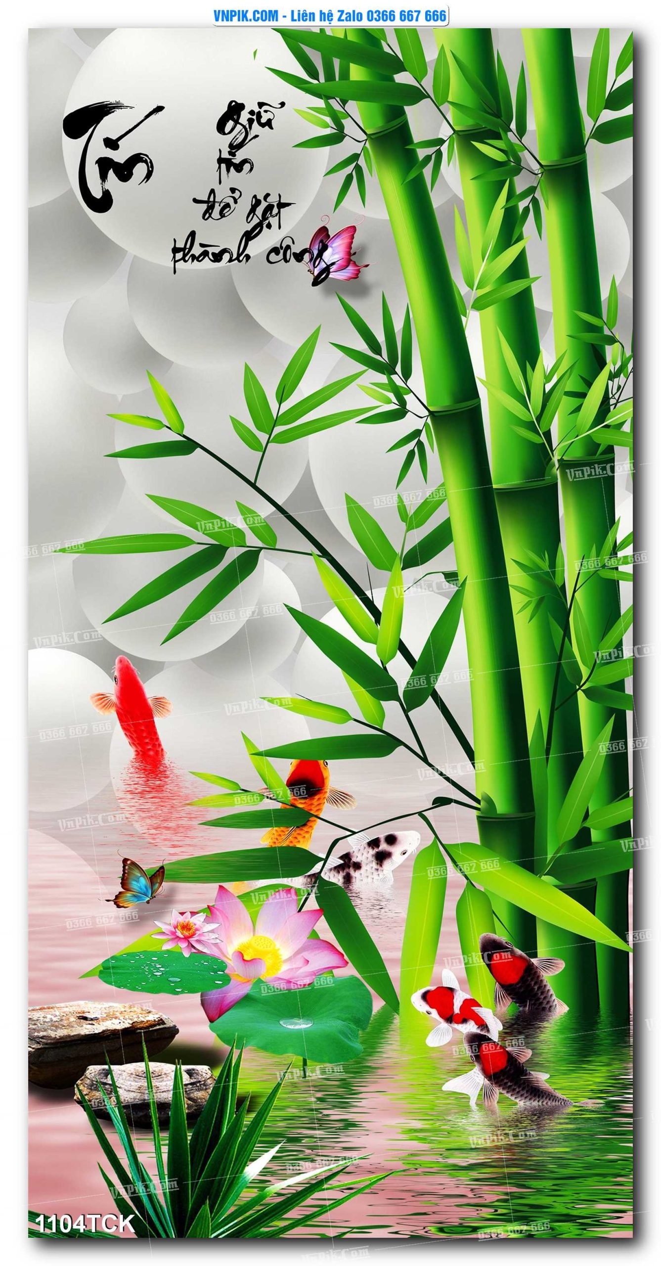 Tranh Hoa Sen – Cá Koi – Cá Chép 1104TCK