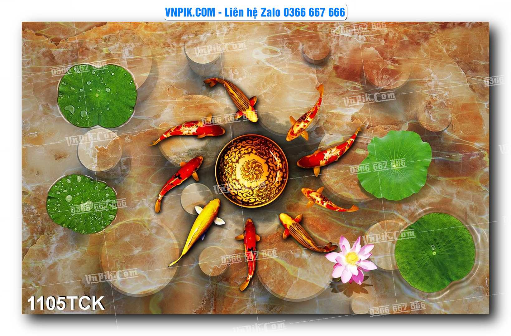 Tranh Hoa Sen – Cá Koi – Cá Chép 1105TCK