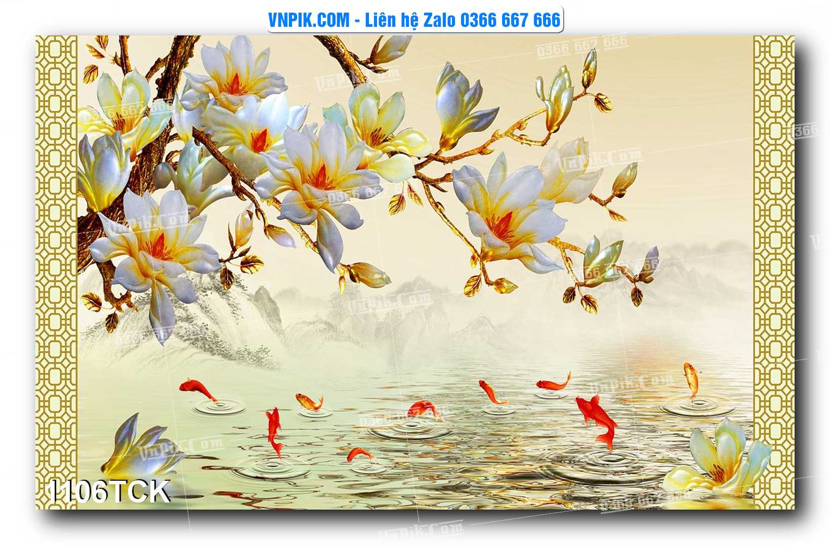 Tranh Hoa Sen – Cá Koi – Cá Chép 1106TCK