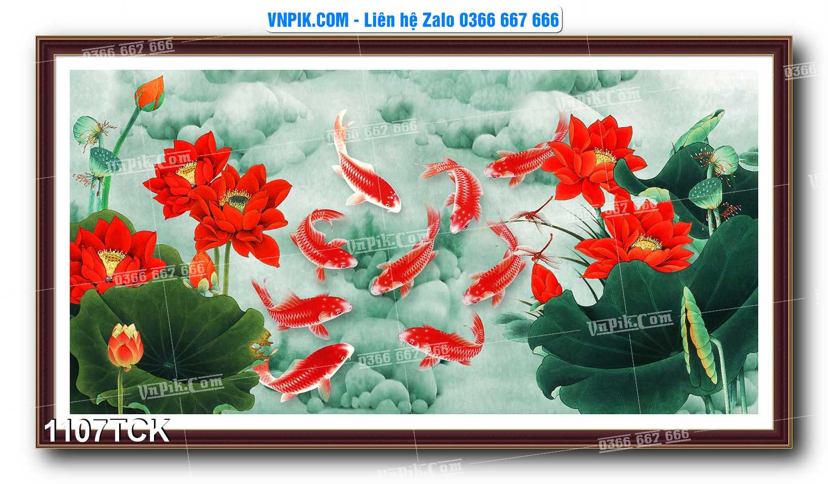 Tranh Hoa Sen – Cá Koi – Cá Chép 1107TCK