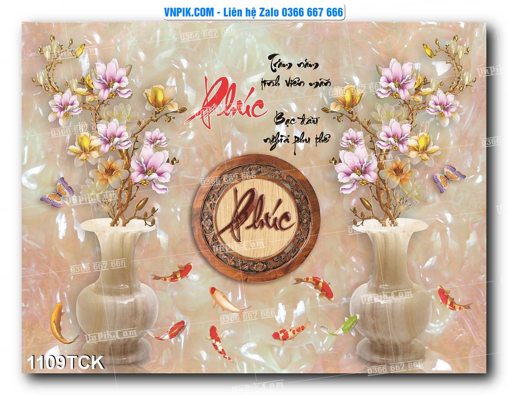 Tranh Hoa Sen – Cá Koi – Cá Chép 1109TCK