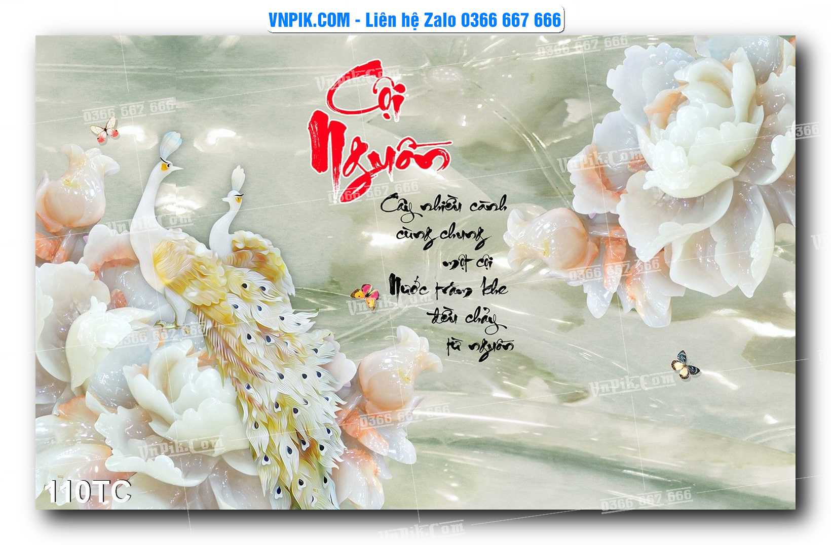 Tranh Treo Tường – Chim Công Hoa Mẫu Đơn 110TC