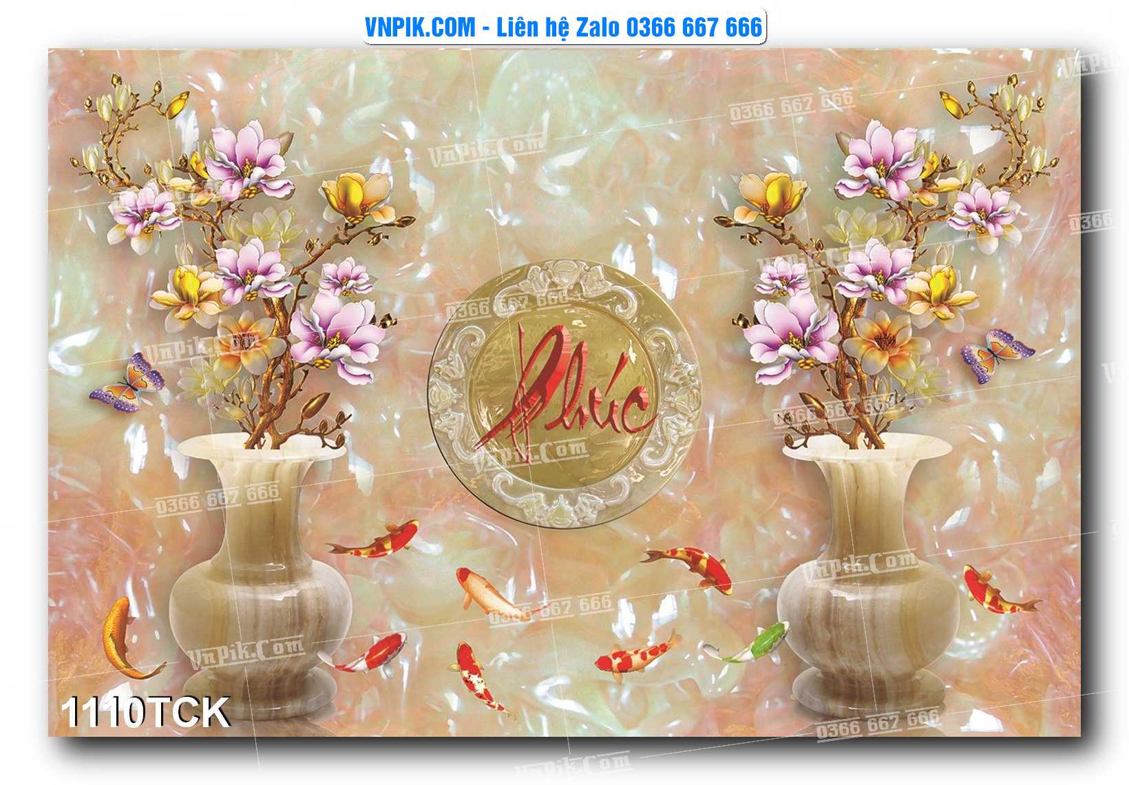 Tranh Hoa Sen – Cá Koi – Cá Chép 1110TCK