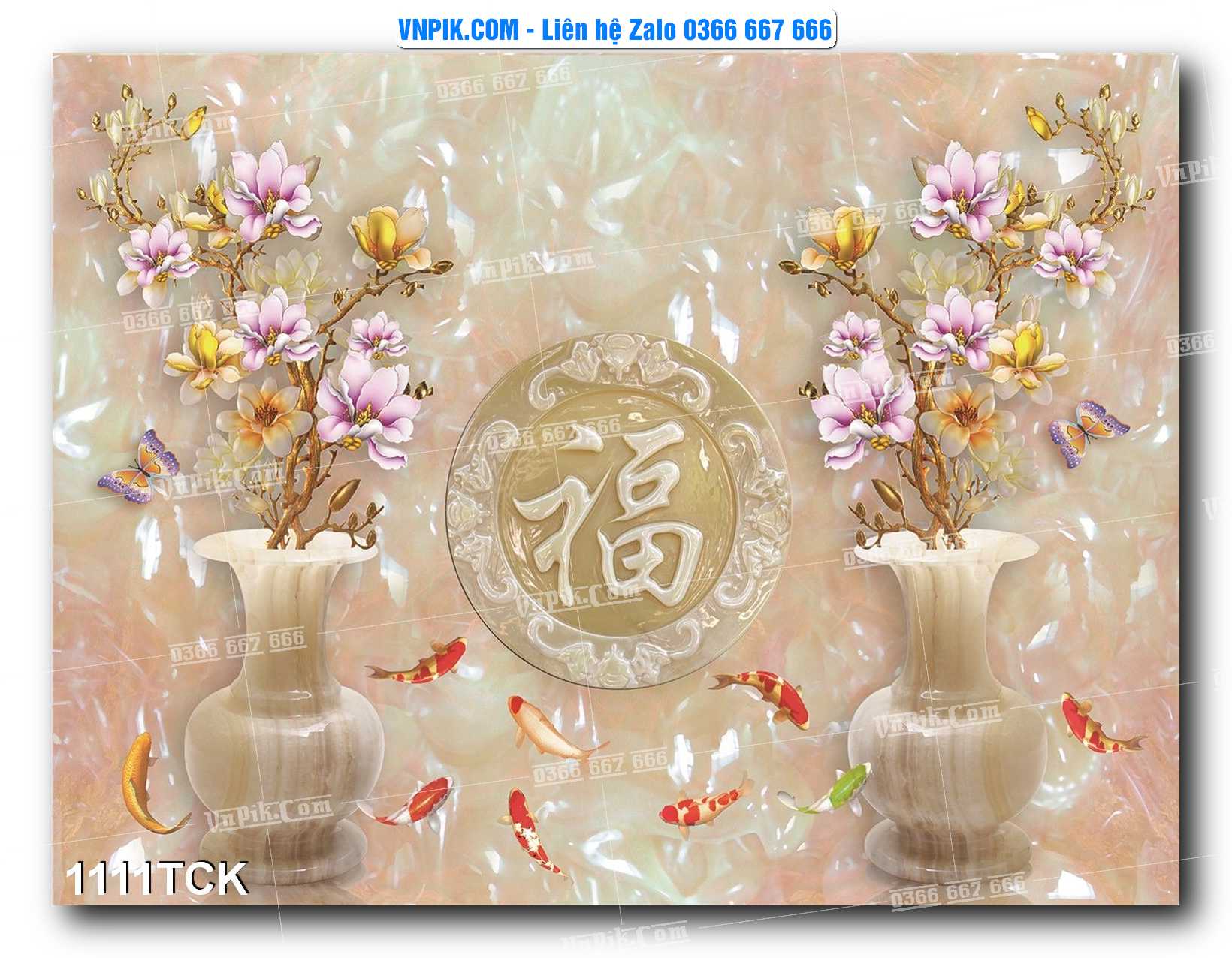 Tranh Hoa Sen – Cá Koi – Cá Chép 1111TCK