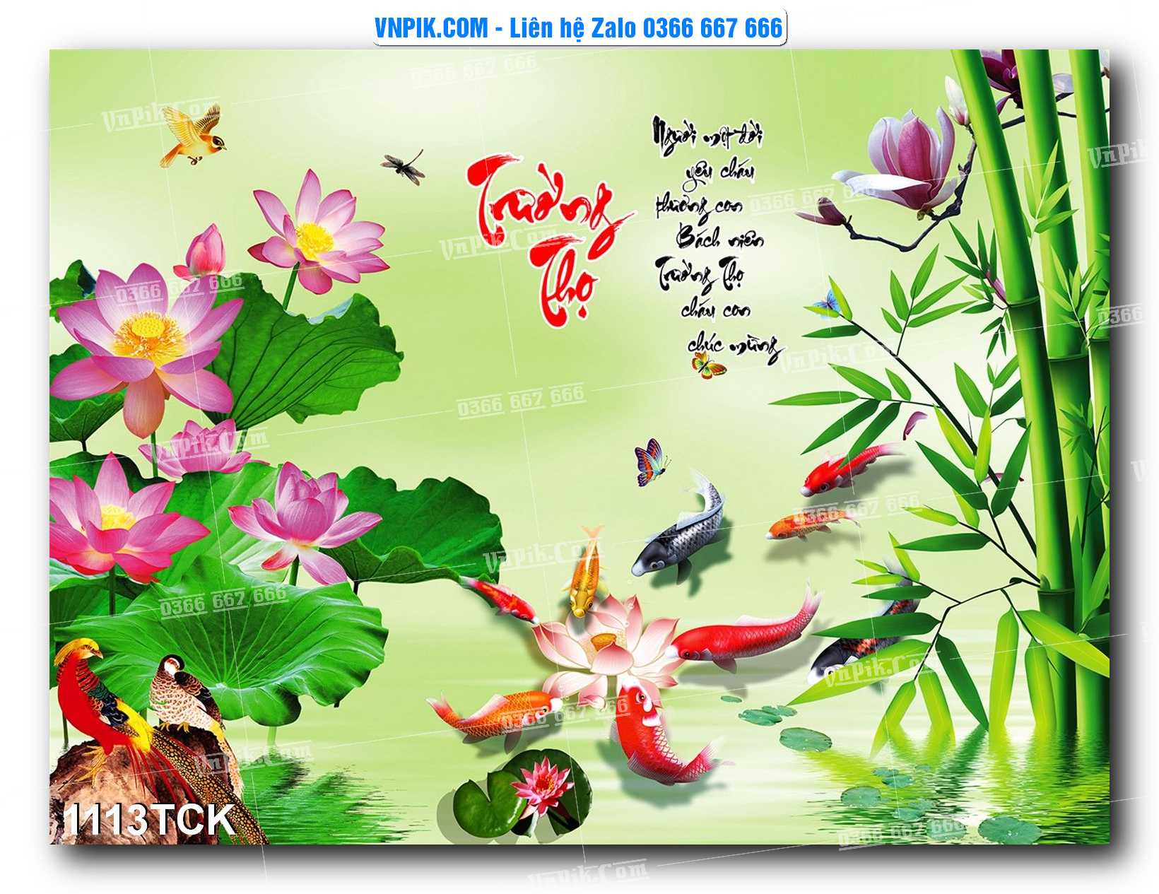 Tranh Hoa Sen – Cá Koi – Cá Chép 1113TCK