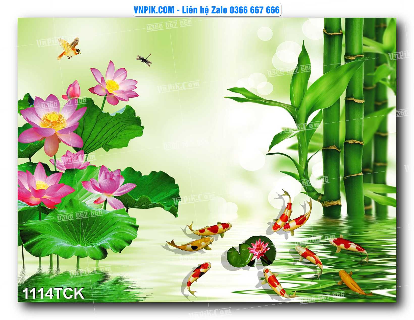 Tranh Hoa Sen – Cá Koi – Cá Chép 1114TCK