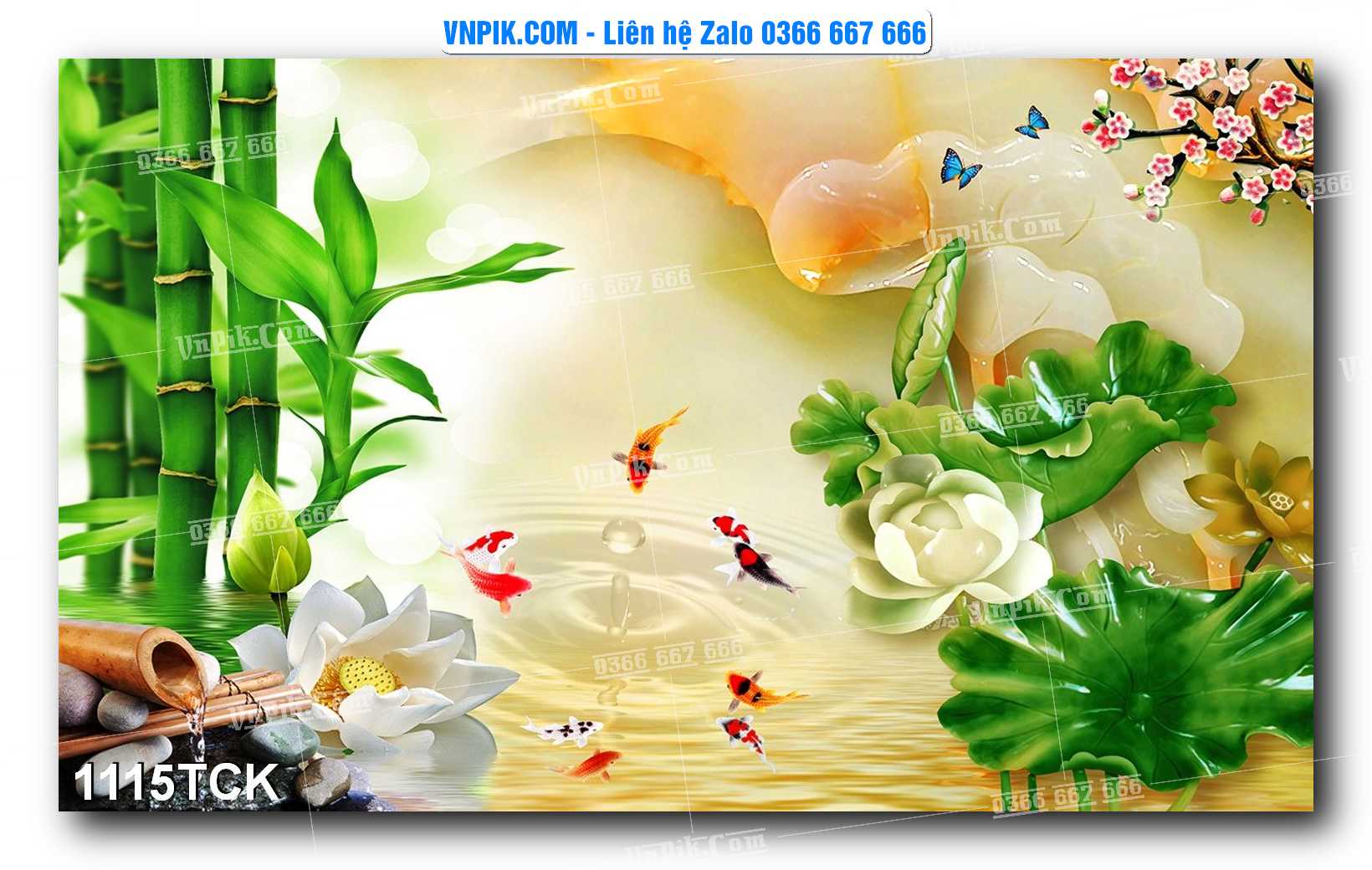 Tranh Hoa Sen – Cá Koi – Cá Chép 1115TCK