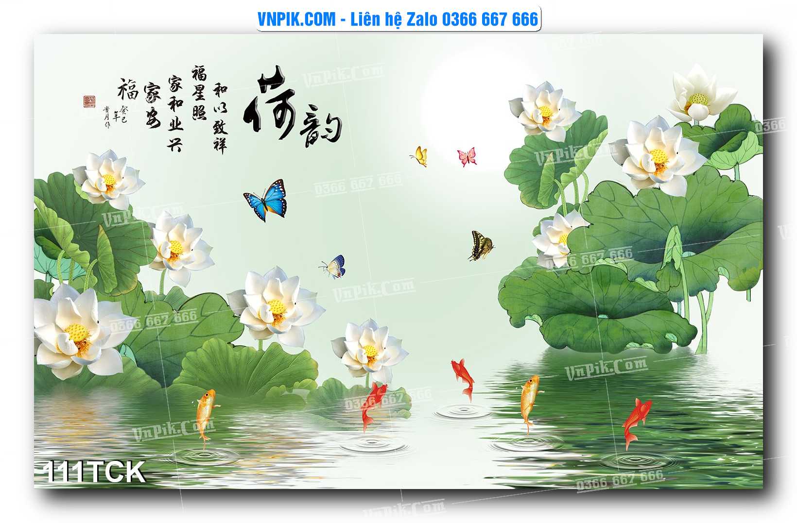 Tranh Hoa Sen – Cá Koi – Cá Chép  111TCK
