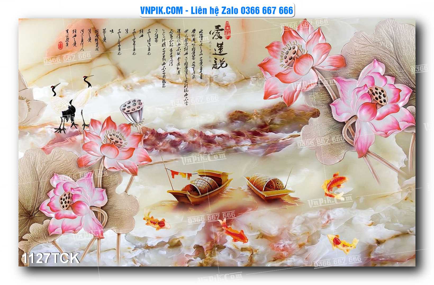 Tranh Hoa Sen – Cá Koi – Cá Chép 1127TCK