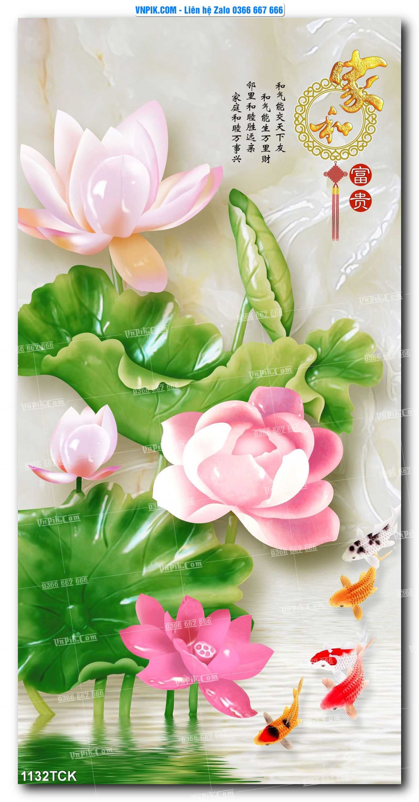 Tranh Hoa Sen – Cá Koi – Cá Chép 1132TCK