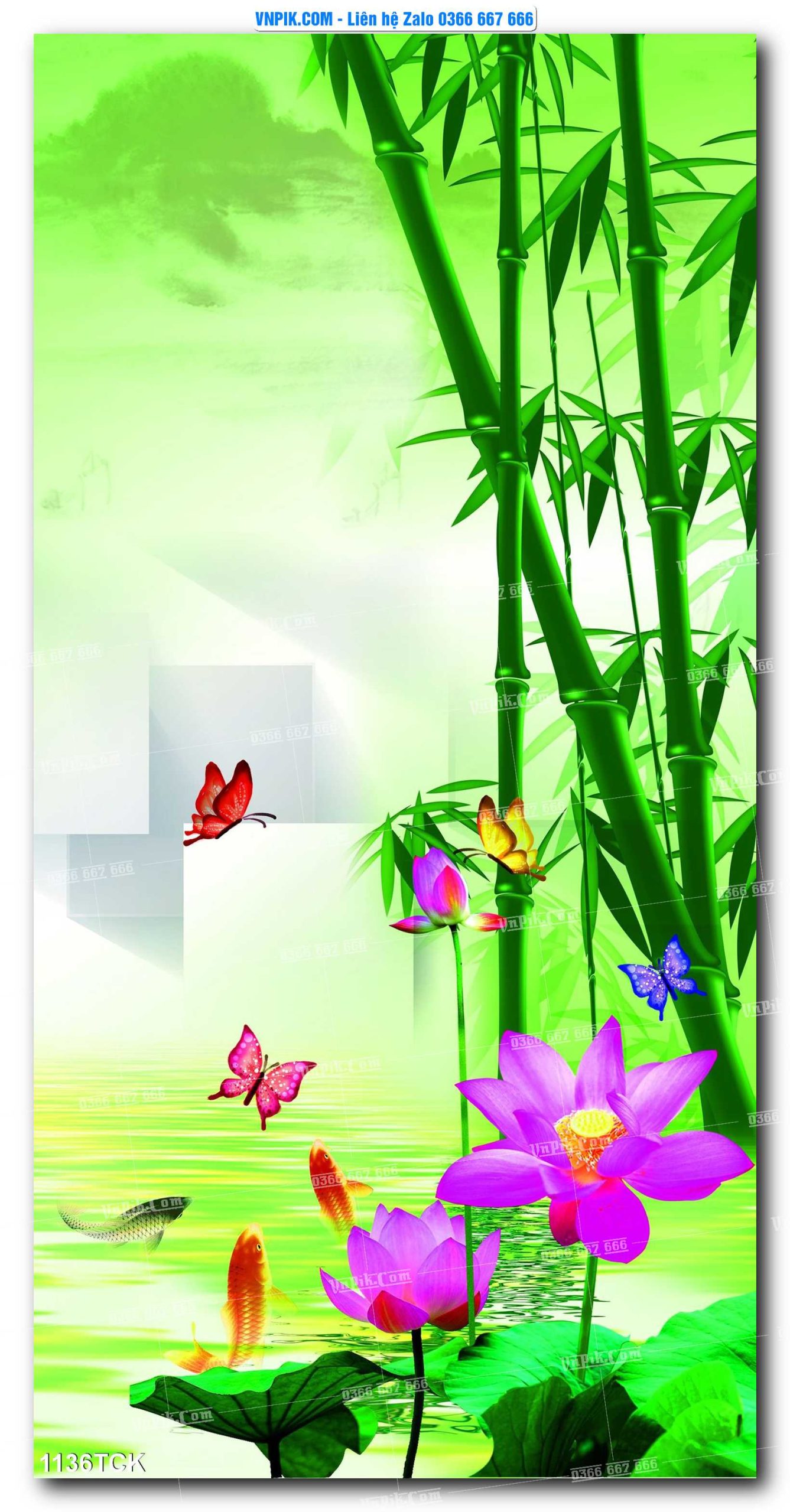 Tranh Hoa Sen – Cá Koi – Cá Chép 1133TCK