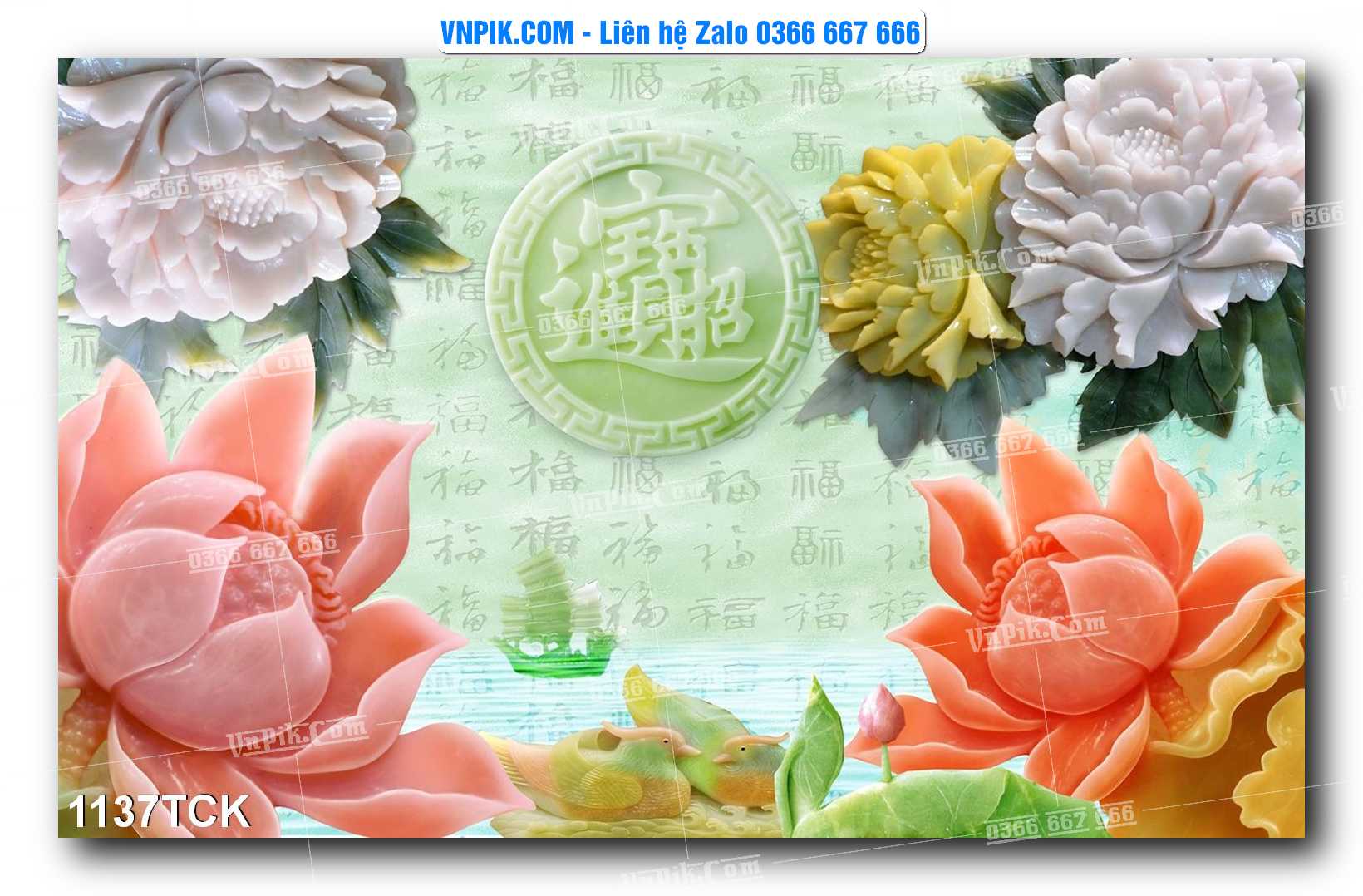 Tranh Hoa Sen – Cá Koi – Cá Chép 1137TCK