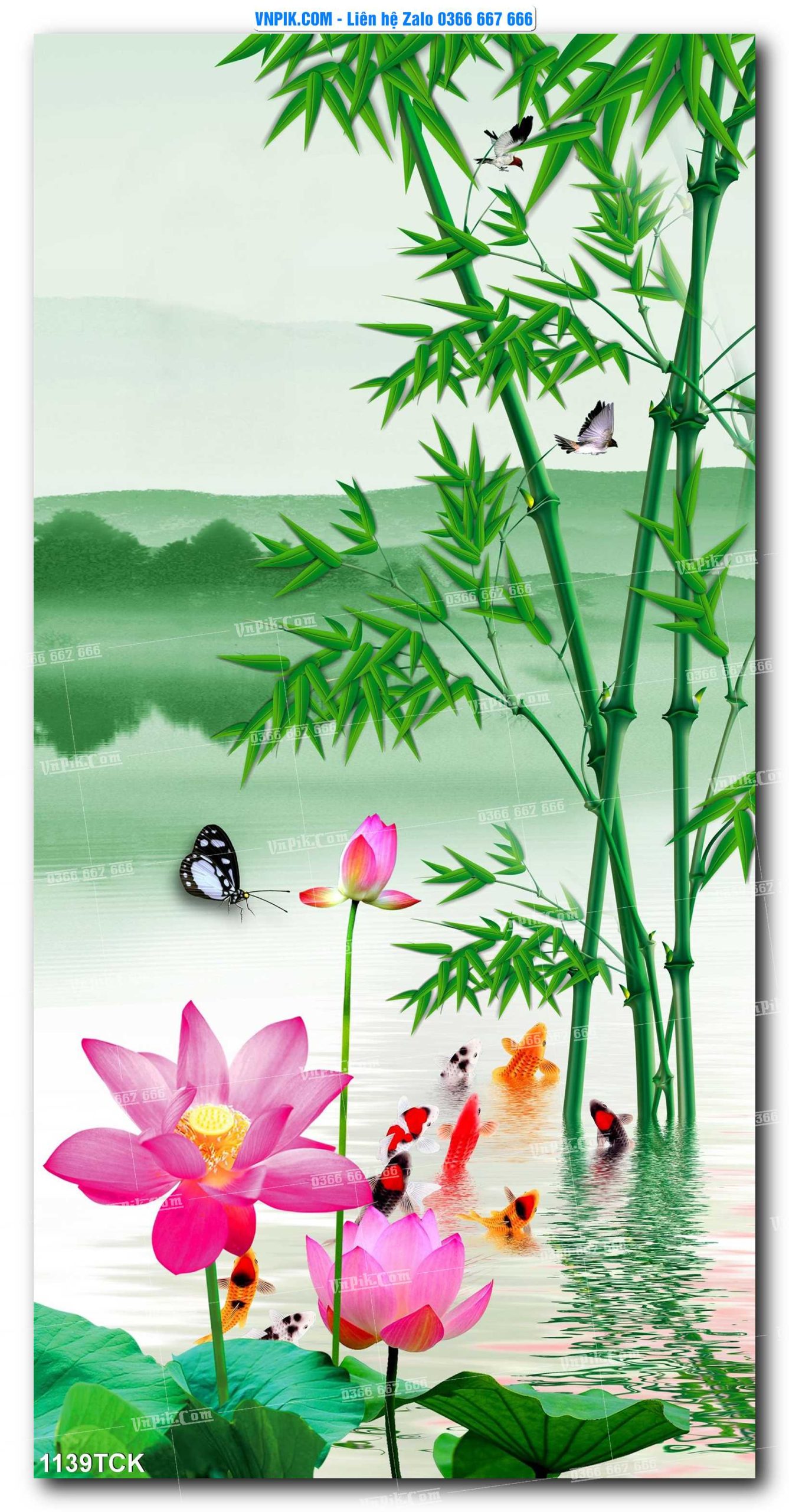 Tranh Hoa Sen – Cá Koi – Cá Chép 1139TCK
