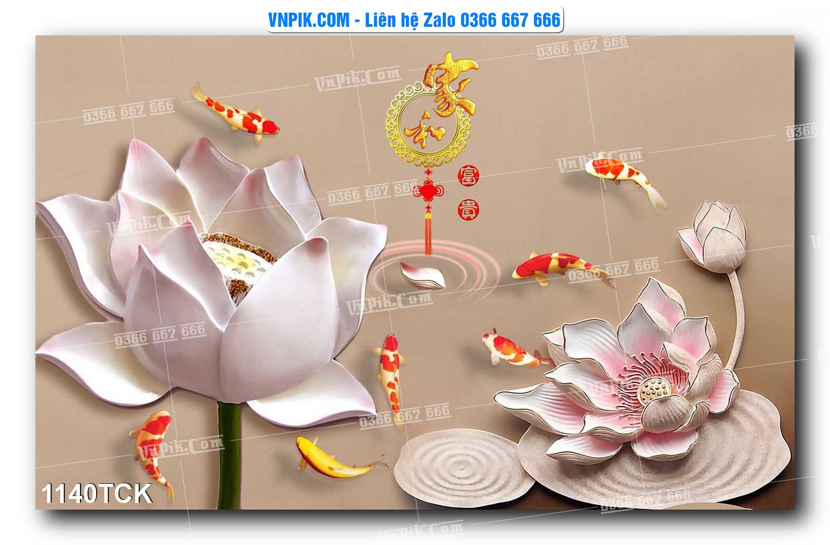 Tranh Hoa Sen – Cá Koi – Cá Chép 1140TCK
