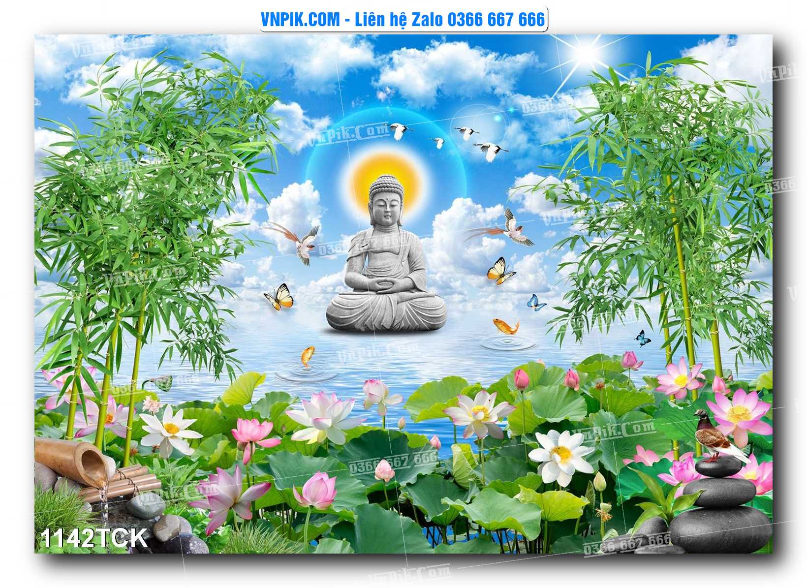 Tranh Hoa Sen – Cá Koi – Cá Chép 1142TCK