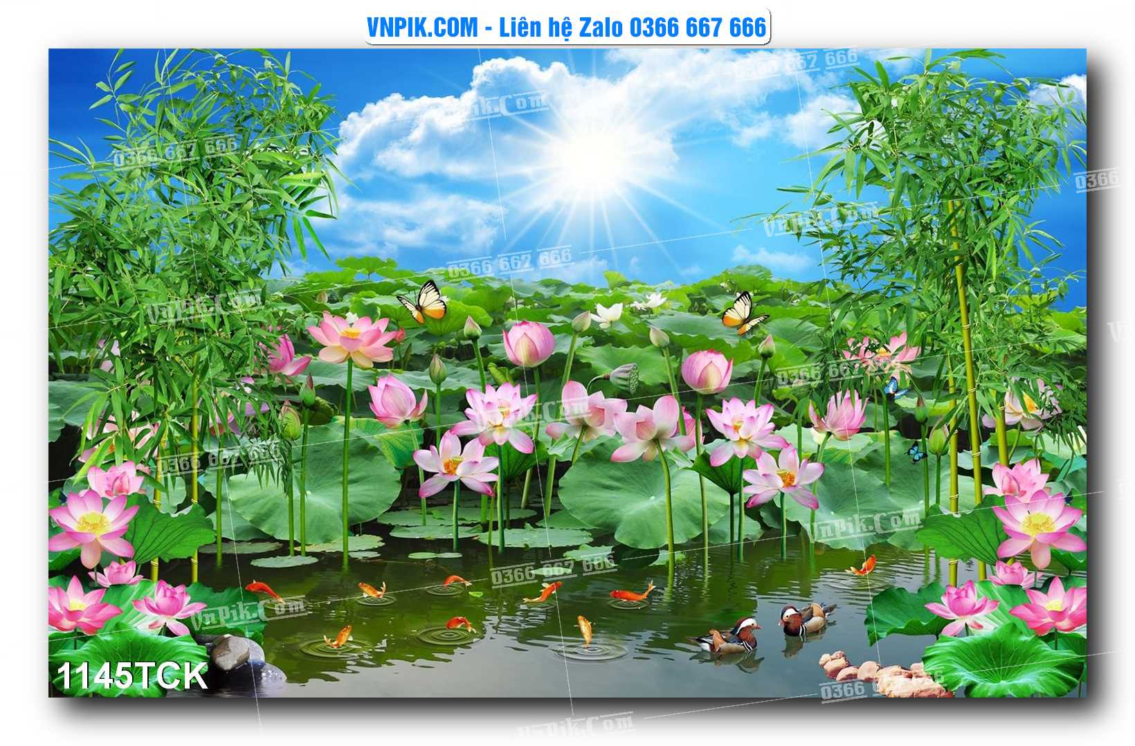 Tranh Hoa Sen – Cá Koi – Cá Chép 1142TCK