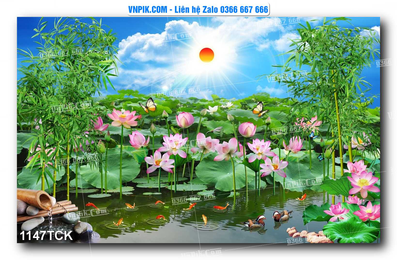 Tranh Hoa Sen – Cá Koi – Cá Chép 1144TCK