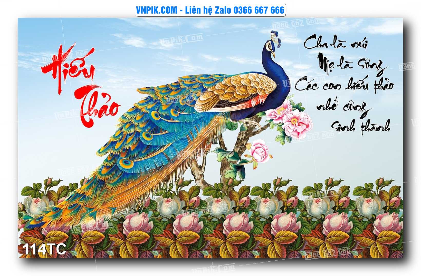 Tranh Treo Tường – Chim Công Hoa Mẫu Đơn 114TC