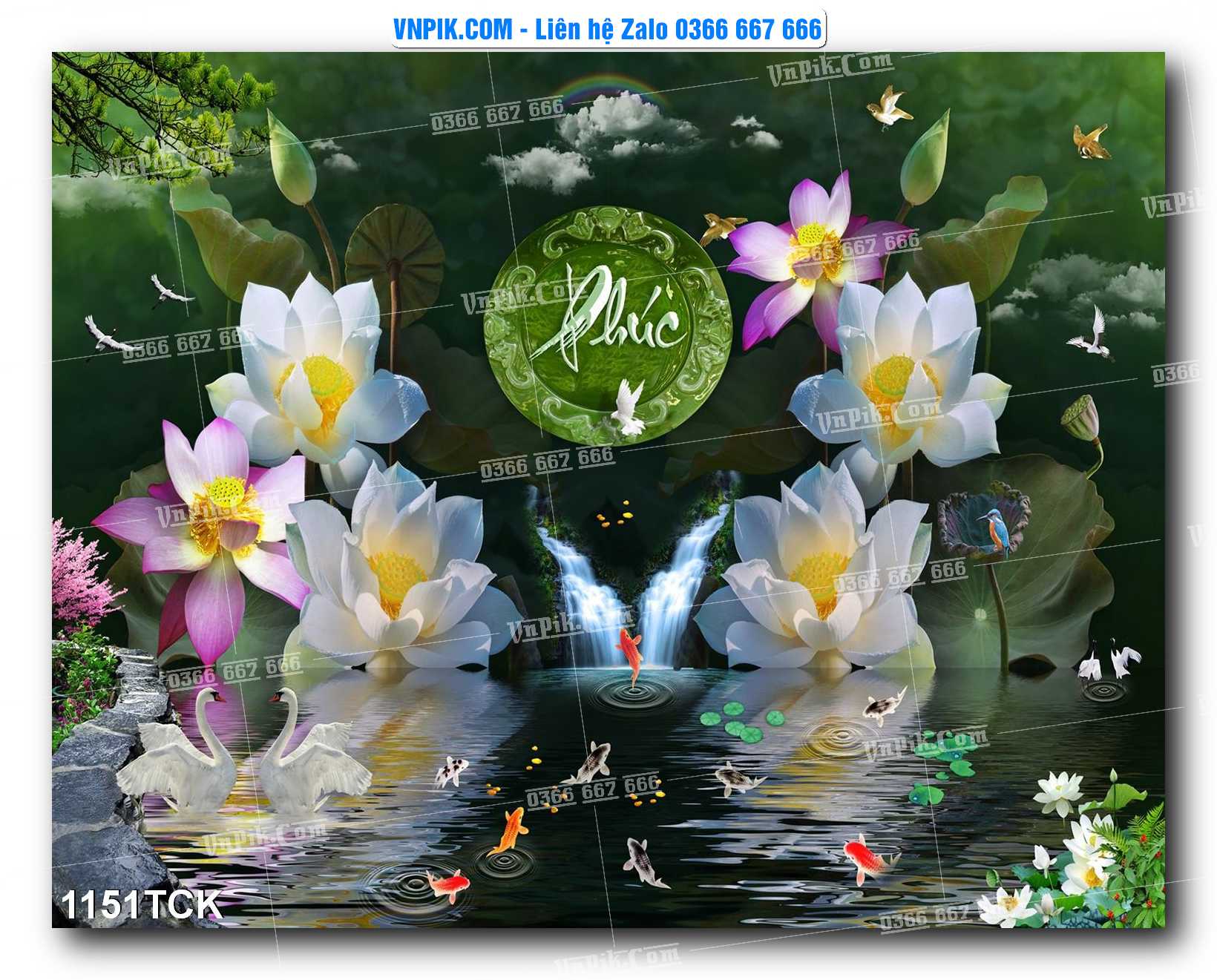 Tranh Hoa Sen – Cá Koi – Cá Chép 1151TCK