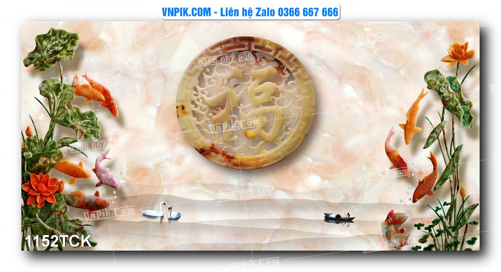 Tranh Hoa Sen – Cá Koi – Cá Chép 1152TCK