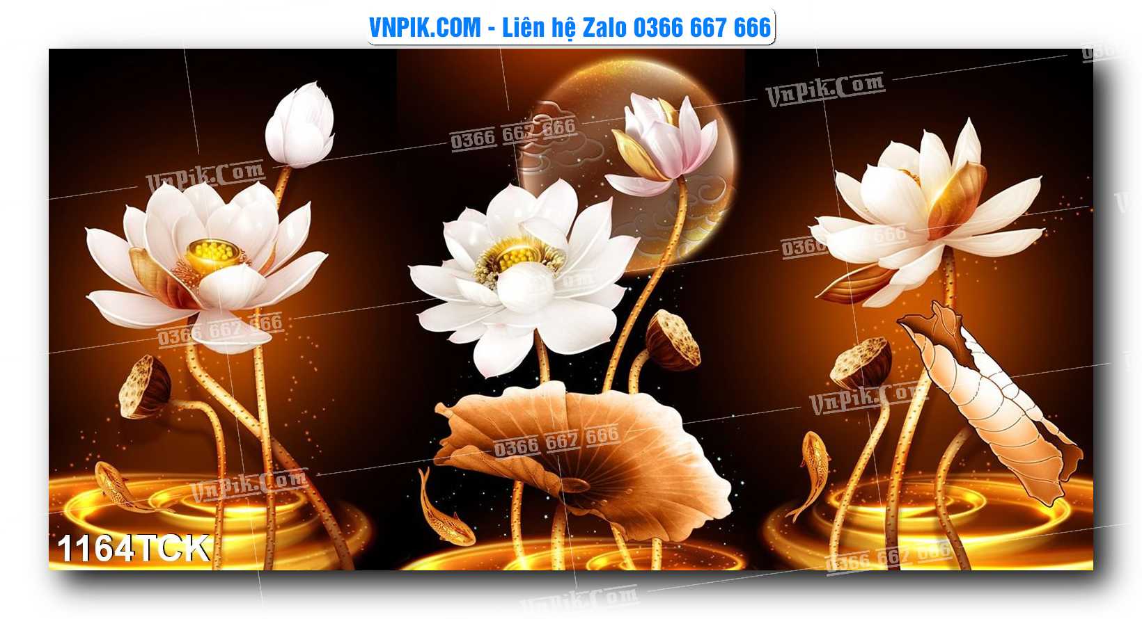 Tranh Hoa Sen – Cá Koi – Cá Chép 1161TCK