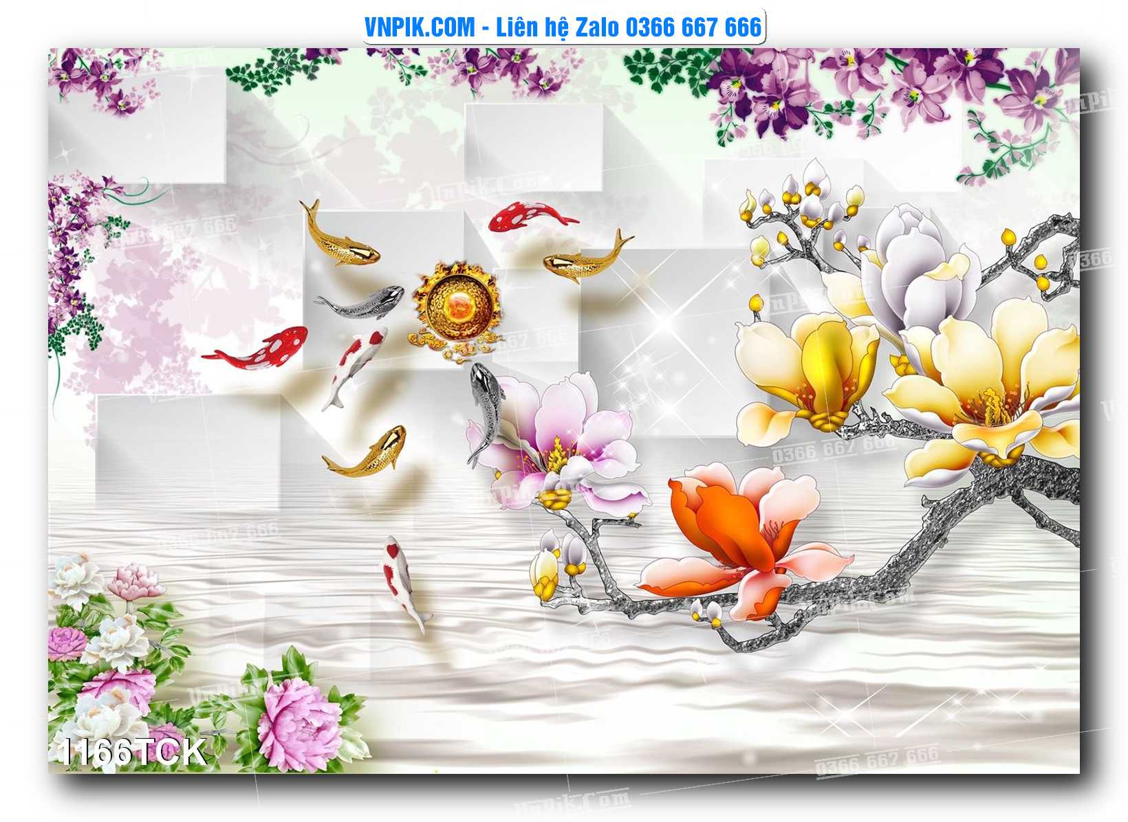 Tranh Hoa Sen – Cá Koi – Cá Chép 1163TCK