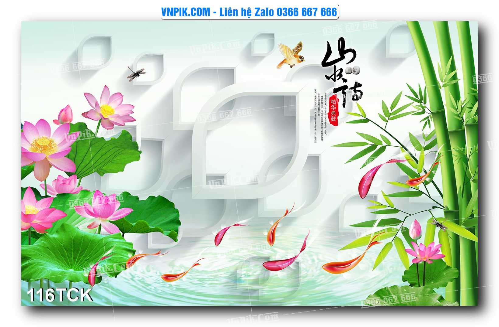 Tranh Hoa Sen – Cá Koi – Cá Chép  116TCK